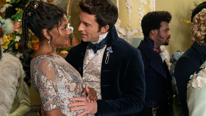 Bridgerton. (L to R) Simone Ashley as Kate Sharma, Jonathan Bailey as Anthony Bridgerton in episode 307 of Bridgerton. Cr. Liam Daniel/Netflix © 2024