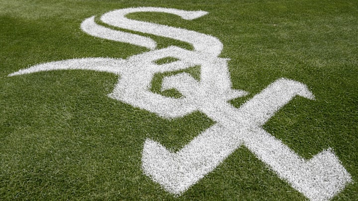 Chicago White Sox logo behind home plate at Rate Field.