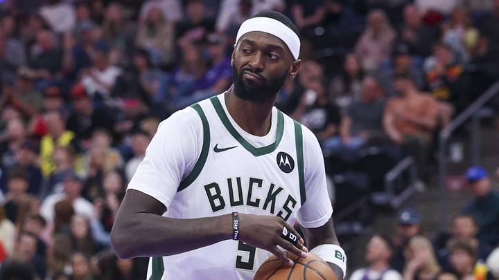 Mar 19, 2026; Salt Lake City, Utah, USA; Milwaukee Bucks forward Bobby Portis (9) reacts after a play against the Utah Jazz during the second half at Delta Center. Mandatory Credit: Rob Gray-Imagn Images
