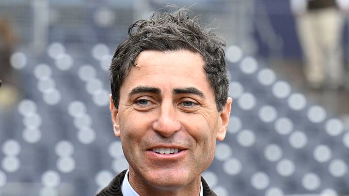 Mar 27, 2025; San Diego, California, USA; San Diego Padres general manager A.J. Preller looks on before an Opening Day baseball game between the San Diego Padres and the Atlanta Braves at Petco Park. Mandatory Credit: Denis Poroy-Imagn Images Mar 27, 2025; San Diego, California, USA; San Diego Padres general manager A.J. Preller looks on before an Opening Day baseball game between the San Diego Padres and the Atlanta Braves at Petco Park. Mandatory Credit: Denis Poroy-Imagn Images