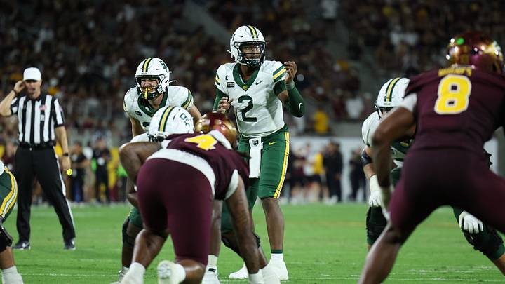 Oct 3, 2026; Tempe, Arizona, USA; Baylor Bears quarterback DJ Lagway (2) before making a play against the Arizona State Sun Devils during the third quarter at Mountain America Stadium. Mandatory Credit: Anna Carrington-Imagn Images Oct 3, 2026; Tempe, Arizona, USA; Baylor Bears quarterback DJ Lagway (2) before making a play against the Arizona State Sun Devils during the third quarter at Mountain America Stadium. Mandatory Credit: Anna Carrington-Imagn Images