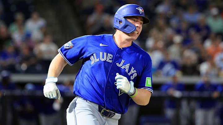 Mar 11, 2026; Tampa, Florida, USA; Toronto Blue Jays infielder Sean Keys (89) singles during the fifth inning against the New York Yankees at George M. Steinbrenner Field. Mandatory Credit: Kim Klement Neitzel-Imagn Images Mar 11, 2026; Tampa, Florida, USA; Toronto Blue Jays infielder Sean Keys (89) singles during the fifth inning against the New York Yankees at George M. Steinbrenner Field. Mandatory Credit: Kim Klement Neitzel-Imagn Images
