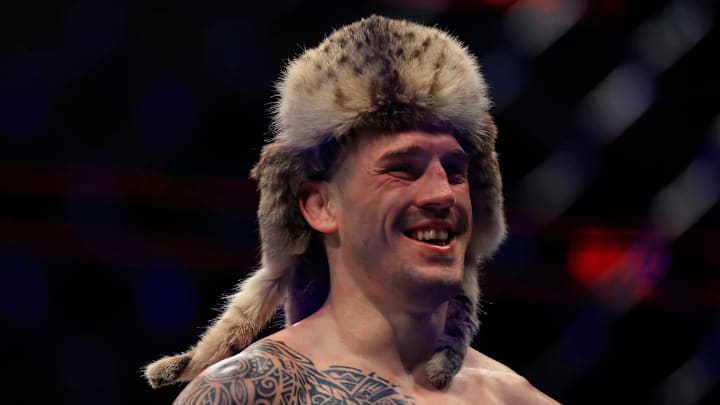 Brendan Allen smiles after winning a middleweight bout during the UFC Fight Night event Saturday,