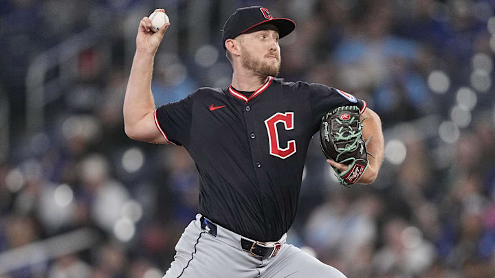 May 4, 2025; Toronto, Ontario, CAN; Cleveland Guardians starting pitcher Tanner Bibee (28) pitches to the Toronto Blue Jays during the first inning at Rogers Centre. Mandatory Credit: John E. Sokolowski-Imagn Images May 4, 2025; Toronto, Ontario, CAN; Cleveland Guardians starting pitcher Tanner Bibee (28) pitches to the Toronto Blue Jays during the first inning at Rogers Centre. Mandatory Credit: John E. Sokolowski-Imagn Images