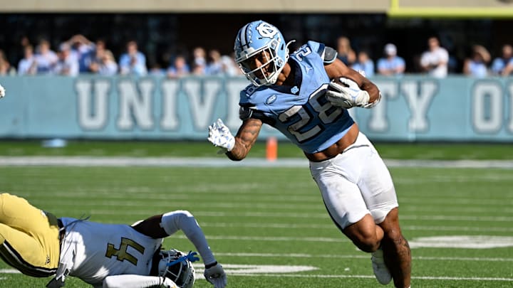 North Carolina running back Omarion Hampton