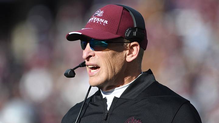 Nov 22, 2025; Missoula, MT, USA; Montana Grizzlies head coach Bobby Hauck looks on during the first half against the Montana State Bobcats at Washington-Grizzly Stadium. Mandatory Credit: Michael Thomas Shroyer-Imagn Images Nov 22, 2025; Missoula, MT, USA; Montana Grizzlies head coach Bobby Hauck looks on during the first half against the Montana State Bobcats at Washington-Grizzly Stadium. Mandatory Credit: Michael Thomas Shroyer-Imagn Images