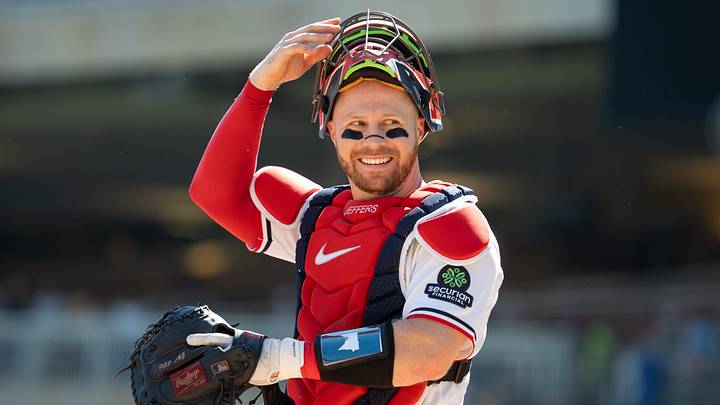 Twins catcher Ryan Jeffers (27) prepares for the first pitch against the Yankees. Credit: Matt Blewett-Imagn Twins catcher Ryan Jeffers (27) prepares for the first pitch against the Yankees. Credit: Matt Blewett-Imagn