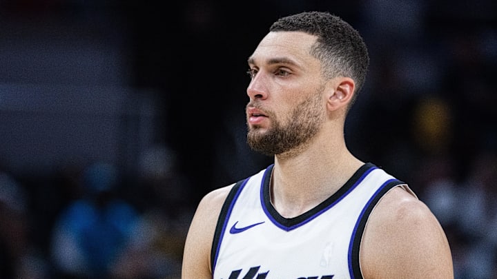 Mar 31, 2025; Indianapolis, Indiana, USA; Sacramento Kings guard Zach Lavine (8) in the first half against the Indiana Pacers at Gainbridge Fieldhouse. Mandatory Credit: Trevor Ruszkowski-Imagn Images