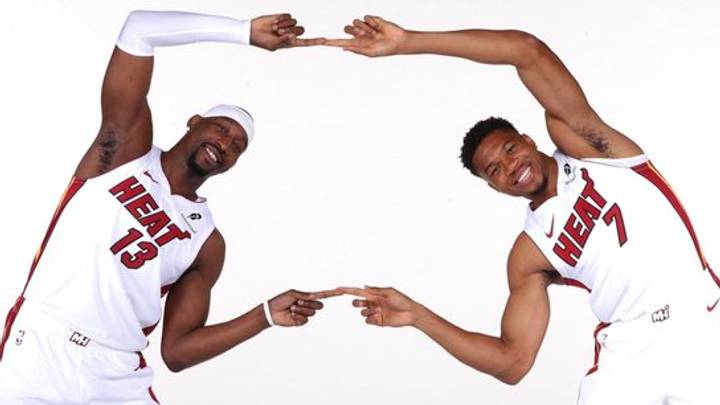 Bam And Giannis from Miami Heat Media day. 
