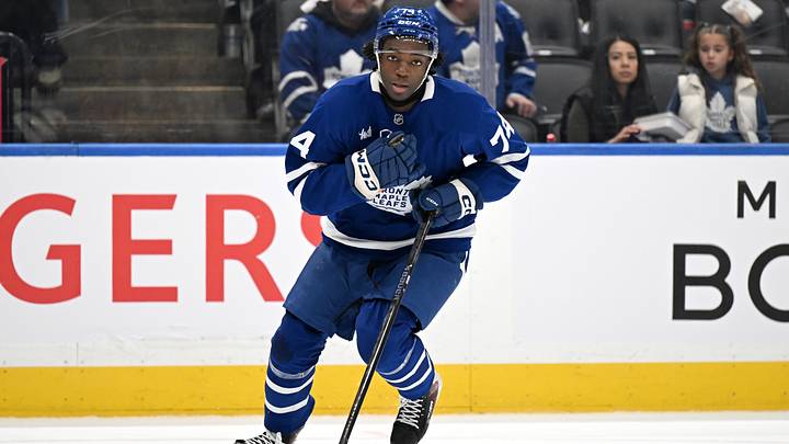 Sep 19, 2026; Toronto, Ontario, CAN; Toronto Maple Leafs forward Harry Nansi (74) pursues the play against the Montreal Canadiens in the third period at Scotiabank Arena. Mandatory Credit: Dan Hamilton-Imagn Images Sep 19, 2026; Toronto, Ontario, CAN; Toronto Maple Leafs forward Harry Nansi (74) pursues the play against the Montreal Canadiens in the third period at Scotiabank Arena. Mandatory Credit: Dan Hamilton-Imagn Images