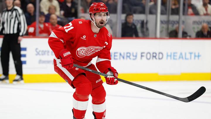 Mar 24, 2026; Detroit, Michigan, USA;  Detroit Red Wings center Dylan Larkin (71) skates in the second period against the Ottawa Senators at Little Caesars Arena. Mandatory Credit: Rick Osentoski-Imagn Images