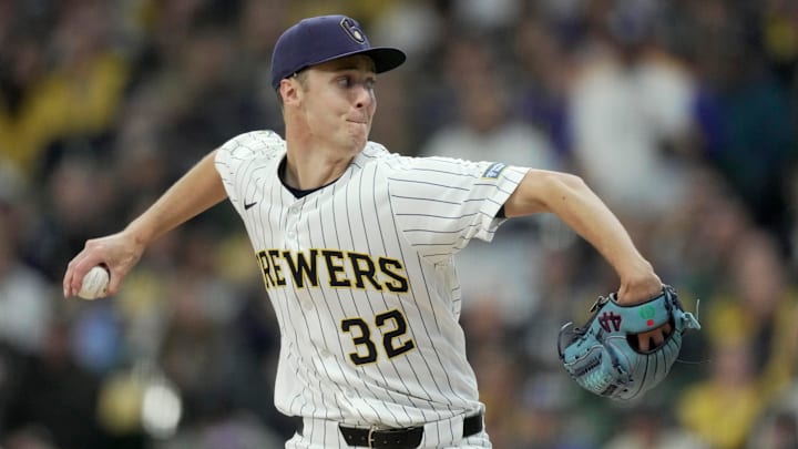 Milwaukee Brewers pitcher Jacob Misiorowski (32) throws during the first inning of their game against the Pittsburgh Pirates Saturday, April 25, 2026 at American Family Field in Milwaukee, Wisconsin.