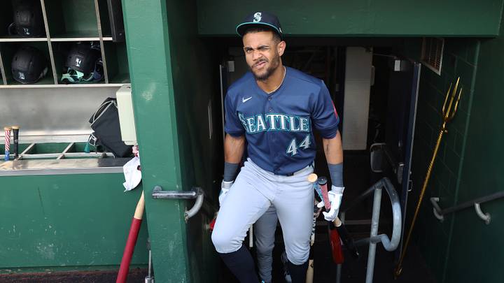 Jun 24, 2026; Pittsburgh, Pennsylvania, USA; Seattle Mariners center fielder Julio Rodríguez (44) winks as he enters the dugout to play the Pittsburgh Pirates at PNC Park. Mandatory Credit: Charles LeClaire-Imagn Images Jun 24, 2026; Pittsburgh, Pennsylvania, USA; Seattle Mariners center fielder Julio Rodríguez (44) winks as he enters the dugout to play the Pittsburgh Pirates at PNC Park. Mandatory Credit: Charles LeClaire-Imagn Images
