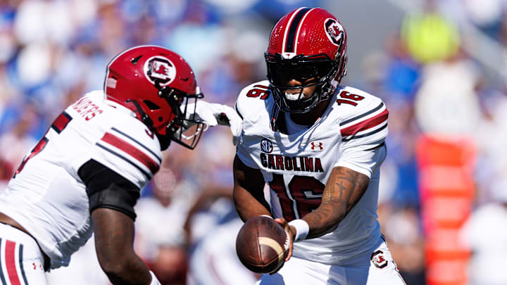 South Carolina football quarterback LaNorris Sellers and running back Rocket Sanders