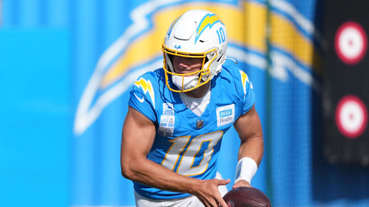 Los Angeles Chargers quarterback Justin Herbert during training camp at The Bolt.