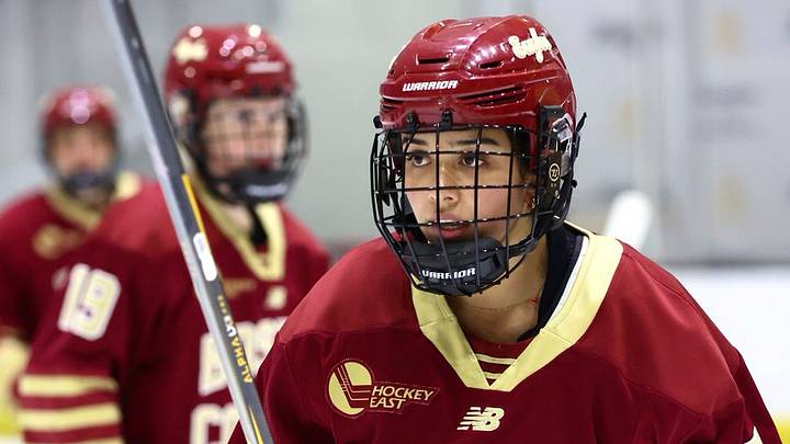 The Boston College women's hockey team didn't show any mercy during its 2026-27 season opener, a 17-0 victory at Stonehill. | Boston College Athletics The Boston College women's hockey team didn't show any mercy during its 2026-27 season opener, a 17-0 victory at Stonehill. | Boston College Athletics