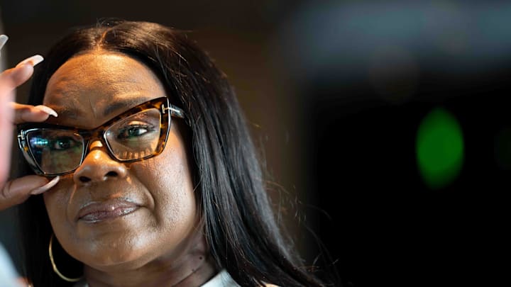 Jul 19, 2024; Phoenix, Ariz., United States; Sheryl Swoopes hosts a WBNA All-Star brunch in honor of her former teammate, Nikki McCray Penson, at Thea in Phoenix on July 19, 2024