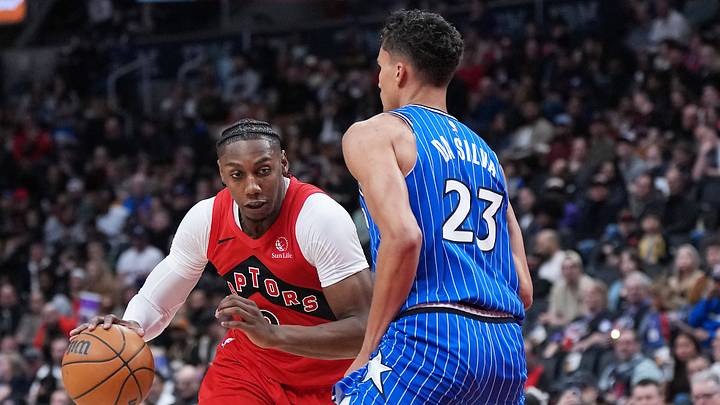 Mar 29, 2026; Toronto, Ontario, CAN; Toronto Raptors forward RJ Barrett (9) controls the ball as Orlando Magic forward Tristan da Silva (23) tries to defend during the third quarter at Scotiabank Arena. Mandatory Credit: Nick Turchiaro-Imagn Images Mar 29, 2026; Toronto, Ontario, CAN; Toronto Raptors forward RJ Barrett (9) controls the ball as Orlando Magic forward Tristan da Silva (23) tries to defend during the third quarter at Scotiabank Arena. Mandatory Credit: Nick Turchiaro-Imagn Images