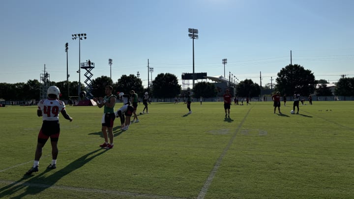 Louisville opens up a practice session during their preseason fall camp. Louisville opens up a practice session during their preseason fall camp.