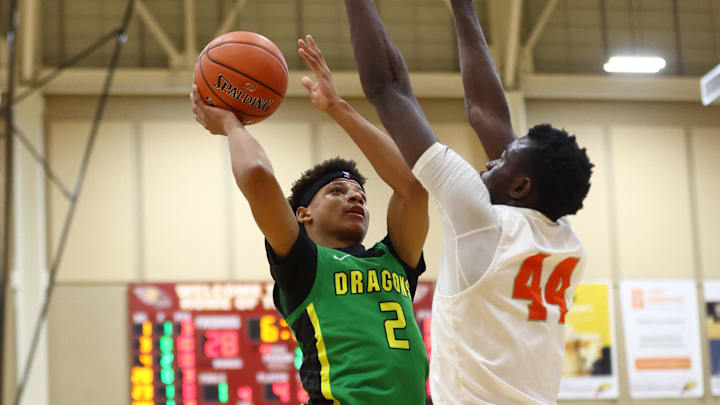 Dec 1, 2023; Scottsdale, AZ, USA; Arizona Compass Prep  guard Jeremiah Fears (2) drives to the
