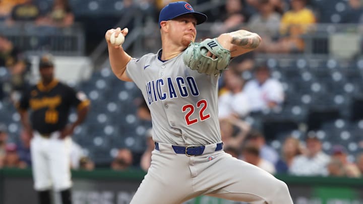 Cade Horton getting ready to release a pitch for the Cubs during the 2025 seaso