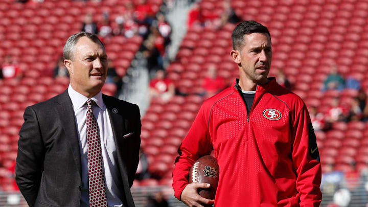 San Francisco 49ers general manager John Lynch (L) and head coach Kyle Shanahan (R) San Francisco 49ers general manager John Lynch (L) and head coach Kyle Shanahan (R)