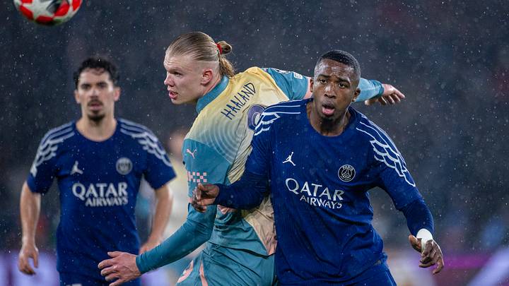 Erling Haaland, William Pacho, Manchester City vs PSG