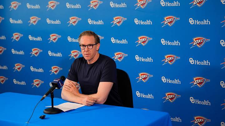 Sam Presti, Thunder General Manager, has his end-of-season media access, Monday, June 8, 2026. Sam Presti, Thunder General Manager, has his end-of-season media access, Monday, June 8, 2026.