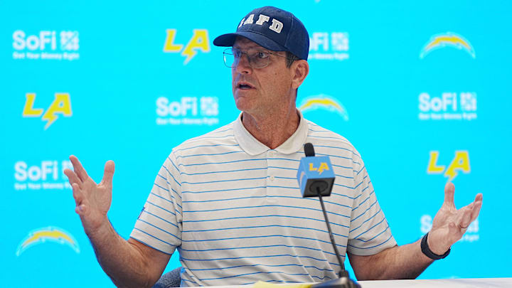 Los Angeles Chargers coach Jim Harbaugh.