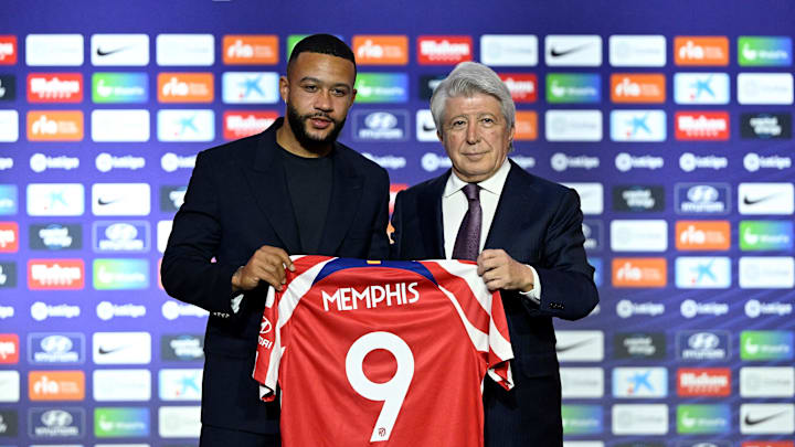 Memphis Depay en su presentación con el Atlético de Madrid