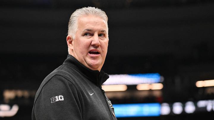 Mar 22, 2026; St. Louis, MO, USA; Purdue Boilermakers head coach Matt Painter looks on during the second half against the Miami Hurricanes during a second round game of the men's 2026 NCAA Tournament at Enterprise Center. Mandatory Credit: Jeff Curry-Imagn Images Mar 22, 2026; St. Louis, MO, USA; Purdue Boilermakers head coach Matt Painter looks on during the second half against the Miami Hurricanes during a second round game of the men's 2026 NCAA Tournament at Enterprise Center. Mandatory Credit: Jeff Curry-Imagn Images