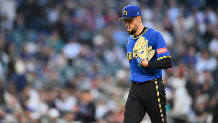 Apr 25, 2025; Seattle, Washington, USA; Seattle Mariners relief pitcher Casey Lawrence (41) walks off the field after the fifth inning against the Miami Marlins at T-Mobile Park. Mandatory Credit: Steven Bisig-Imagn Images Apr 25, 2025; Seattle, Washington, USA; Seattle Mariners relief pitcher Casey Lawrence (41) walks off the field after the fifth inning against the Miami Marlins at T-Mobile Park. Mandatory Credit: Steven Bisig-Imagn Images