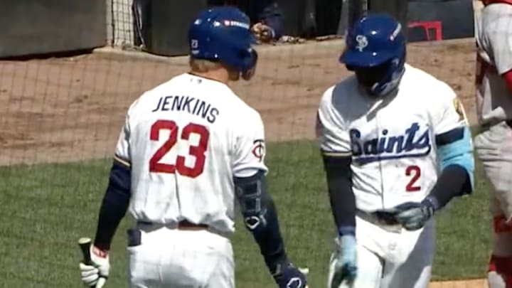 Walker Jenkins and Kaelen Culpepper celebrate after a Culpepper home run on Sunday. Walker Jenkins and Kaelen Culpepper celebrate after a Culpepper home run on Sunday.