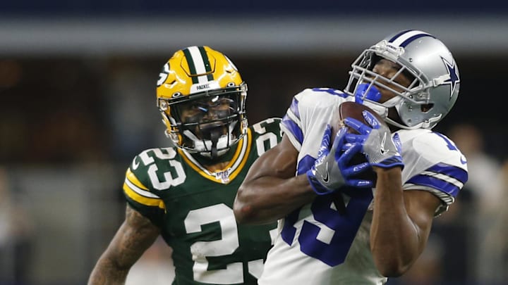 Amari Cooper beats Jaire Alexander for a touchdown during a 2019 game between the Packers and Cowboys in 2019.