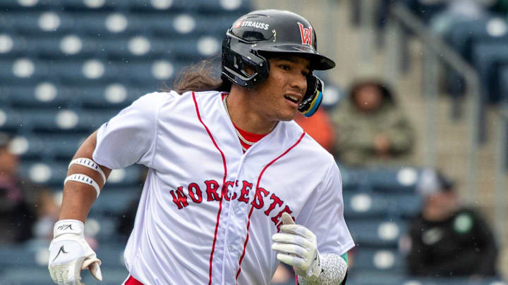 Worcester center fielder Jhostynxon Garcia runs the bases after hitting a first inning home run against the Durham Bulls May 23.