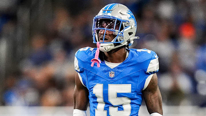 Detroit Lions cornerback Ennis Rakestraw Jr. (15). Detroit Lions cornerback Ennis Rakestraw Jr. (15).