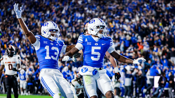BYU wide receiver Darius Lassiter celebrates game-winning touchdown against Oklahoma State