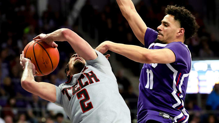 Jan 30, 2024; Fort Worth, Texas, USA; Texas Tech Red Raiders guard Pop Isaacs (2) shoots as TCU