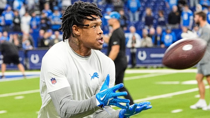 Detroit Lions wide receiver Jameson Williams (9). Detroit Lions wide receiver Jameson Williams (9).