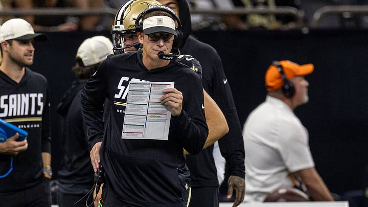 Aug 15, 2026; New Orleans, Louisiana, USA; New Orleans Saints offensive coordinator Doug Nussmeier looks on against the Jacksonville Jaguars during the first half at Caesars Superdome. Mandatory Credit: Stephen Lew-Imagn Images Aug 15, 2026; New Orleans, Louisiana, USA; New Orleans Saints offensive coordinator Doug Nussmeier looks on against the Jacksonville Jaguars during the first half at Caesars Superdome. Mandatory Credit: Stephen Lew-Imagn Images