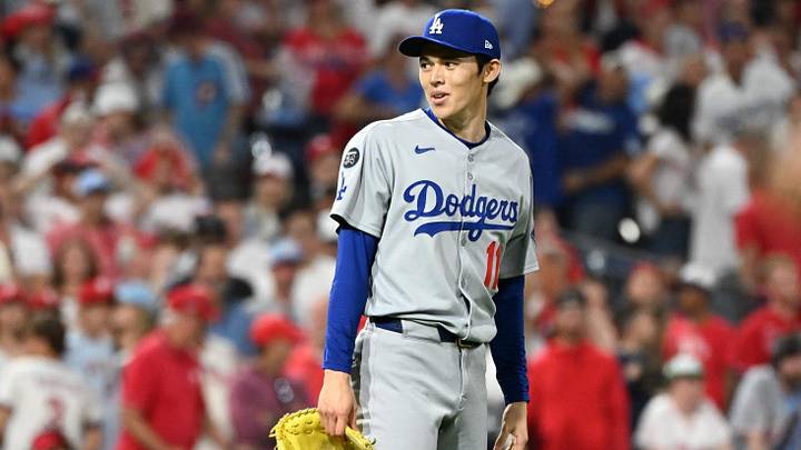 Oct 6, 2025; Philadelphia, Pennsylvania, USA; Los Angeles Dodgers pitcher Roki Sasaki (11) reacts to the final out of game two of the NLDS round against the Philadelphia Phillies for the 2025 MLB playoffs at Citizens Bank Park. Mandatory Credit: Eric Hartline-Imagn Images Oct 6, 2025; Philadelphia, Pennsylvania, USA; Los Angeles Dodgers pitcher Roki Sasaki (11) reacts to the final out of game two of the NLDS round against the Philadelphia Phillies for the 2025 MLB playoffs at Citizens Bank Park. Mandatory Credit: Eric Hartline-Imagn Images