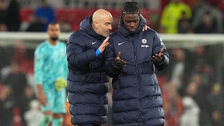 Maresca (left) talking to Lavia (right) post-match after Chelsea's draw against Man United. Maresca (left) talking to Lavia (right) post-match after Chelsea's draw against Man United.