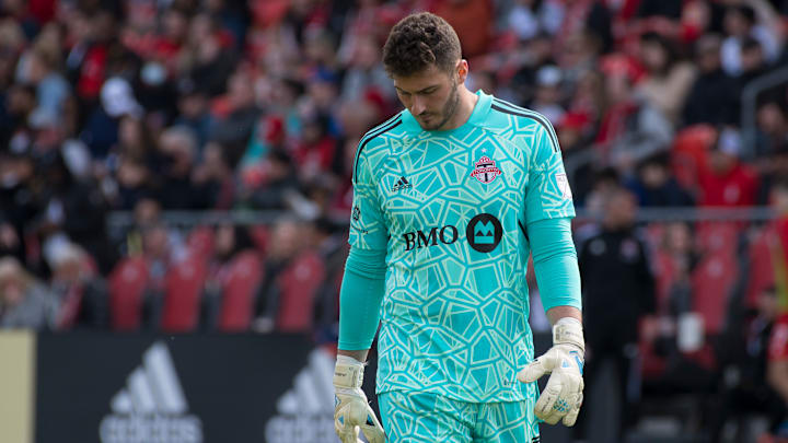 Alex Bono (25) seen during the MLS game between Toronto FC...