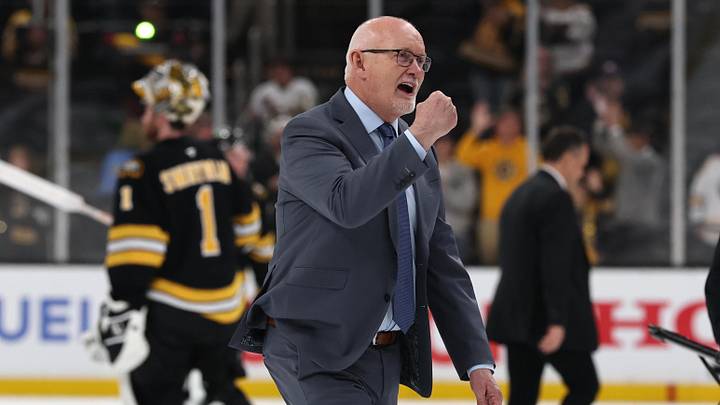 May 1, 2026; Boston, Massachusetts, USA; Buffalo Sabres head coach Lindy Ruff pumps his fist after their 4-1 win over the Boston Bruins in game six of the first round of the 2026 Stanley Cup Playoffs at TD Garden. Mandatory Credit: Winslow Townson-Imagn Images May 1, 2026; Boston, Massachusetts, USA; Buffalo Sabres head coach Lindy Ruff pumps his fist after their 4-1 win over the Boston Bruins in game six of the first round of the 2026 Stanley Cup Playoffs at TD Garden. Mandatory Credit: Winslow Townson-Imagn Images