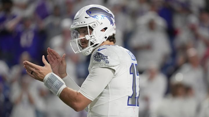 Josh Allen and the Bills will look to improve to 5-1 on the season on Monday night against the Falcons. 