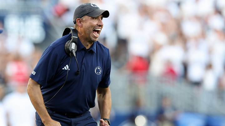 Penn State Nittany Lions head coach Matt Campbell reacts from the sideline against the Marshall Thundering Herd at Beaver Stadium.