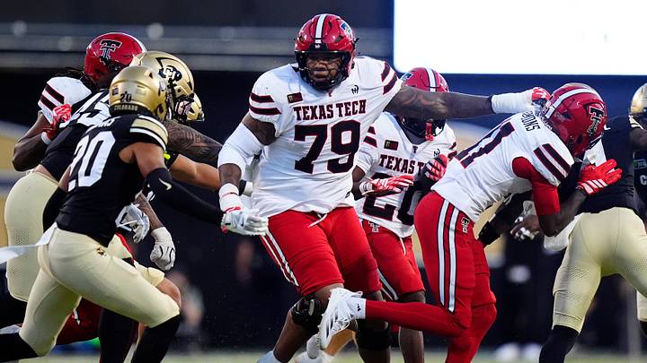 Oct 3, 2026; Boulder, Colorado, USA; Texas Tech Red Raiders offensive lineman Howard Sampson (79) during the second quarter against the Colorado Buffaloes at Folsom Field. Mandatory Credit: Ron Chenoy-Imagn Images Oct 3, 2026; Boulder, Colorado, USA; Texas Tech Red Raiders offensive lineman Howard Sampson (79) during the second quarter against the Colorado Buffaloes at Folsom Field. Mandatory Credit: Ron Chenoy-Imagn Images