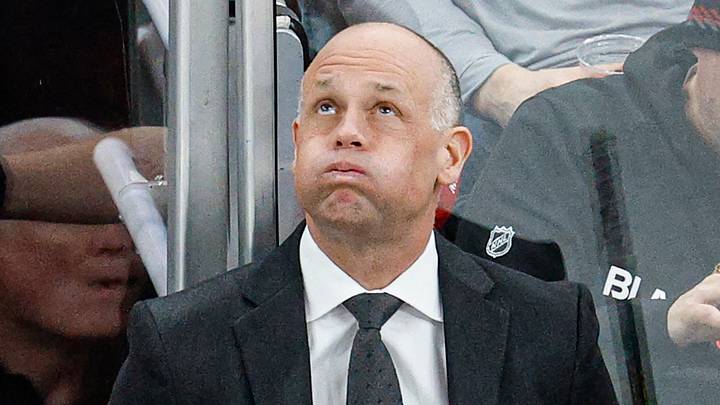 Chicago Blackhawks head coach Jeff Blashill reacts during the third period at United Center. Mandatory Credit: Kamil Krzaczynski-Imagn Images