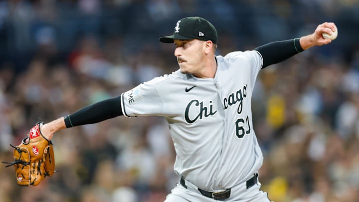 May 2, 2026; San Diego, California, USA; Chicago White Sox relief pitcher Bryan Hudson (60) throws a pitch during the seventh inning against the San Diego Padres at Petco Park. Mandatory Credit: David Frerker-Imagn Images