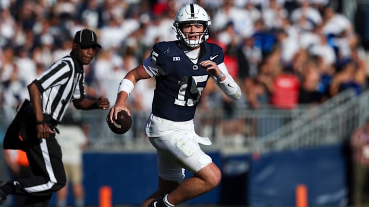Aug 30, 2025; University Park, Pennsylvania, USA; Penn State Nittany Lions quarterback Drew Allar 